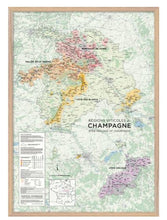 Load image into Gallery viewer, Carte Régions viticoles de Champagne NOUVEAU FORMAT A0 . Spécial "espaces de dégustation" Livrée encadrée
